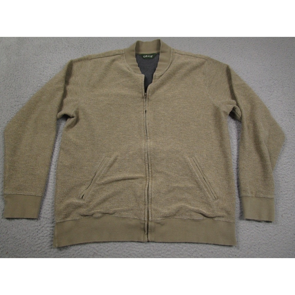 Orvis Jacket‎ Mens Medium Brown Full Zip Pockets Cotton Blend